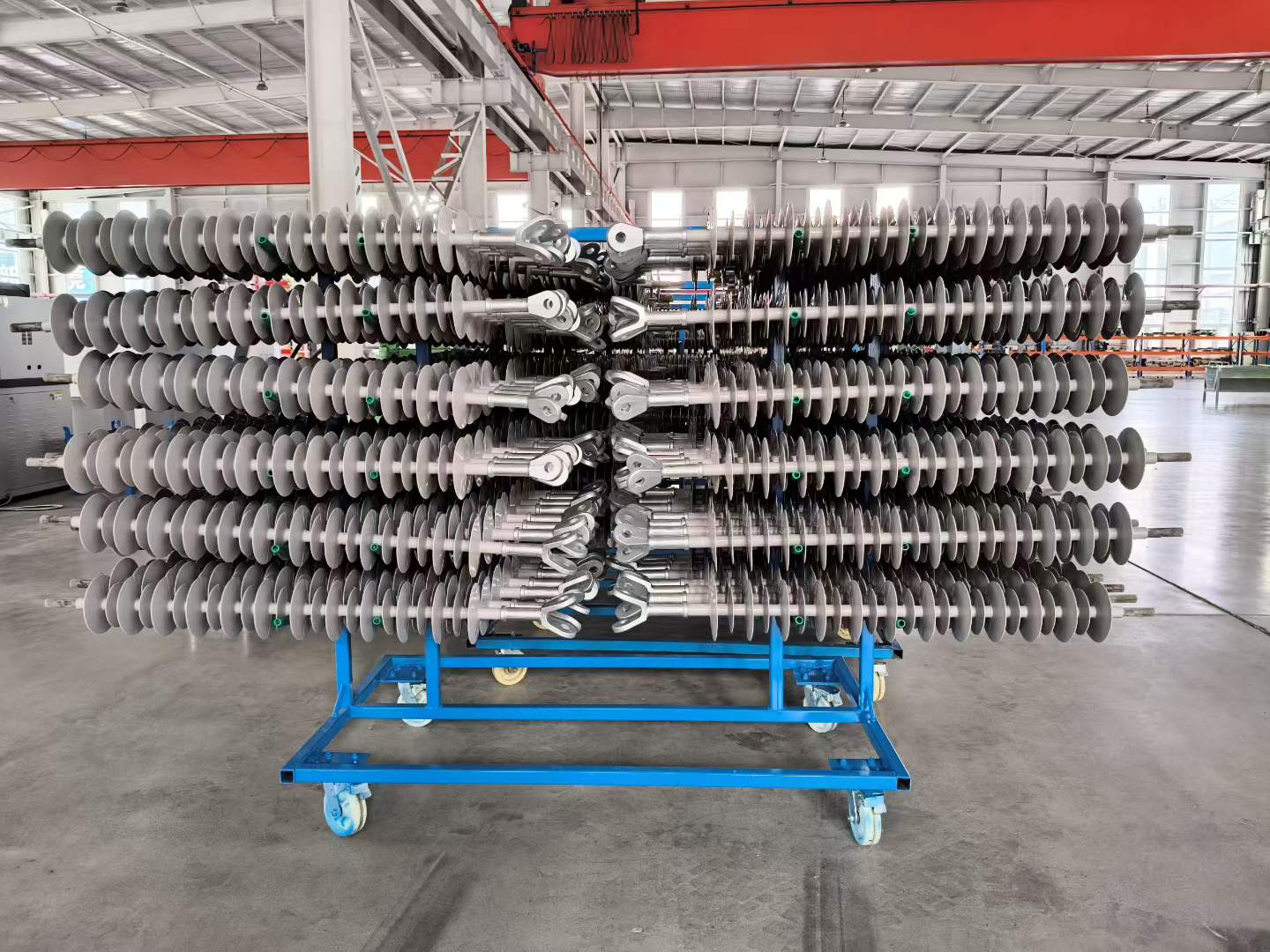 Composite long rod insulators in production