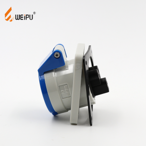 CEE 16A 32A IP44 Panel Mounted Socket 20℃ angled. Flange 100mm× 92mm