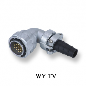 Plug with angled back shell and rubber sleeve:WY TV IP65