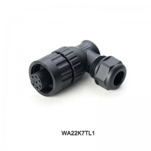 WA22K7TL1 6+PE female cable connector with angled back shell,solder termination