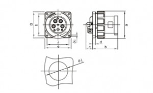 CEE 125A IP67 Panle Mounted Inlet