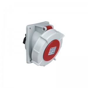 CEE 16A 32A IP67 Panel Mounted Socket 20℃ angled. Flange 100mm× 92mm