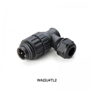 WA22J4TL2 3+PE male cable connector with angled back shell,screw termination