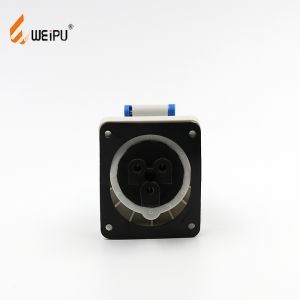 CEE 16A 32A IP44 Panel Mounted Socket 20℃ angled. Flange 100mm× 92mm